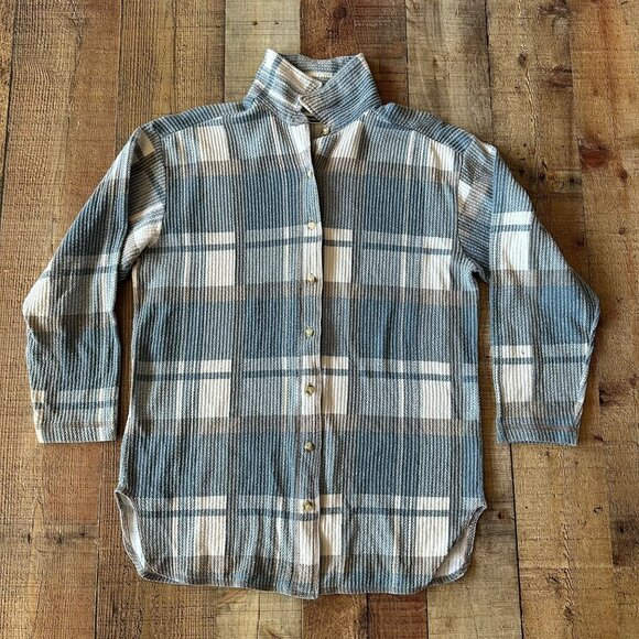L.A. Gold Plaid Button-Up Shirt Mens Large Cotton Blue & Beige - Picture 1 of 5